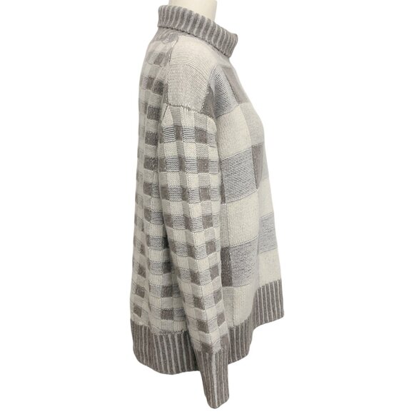 NakedCashmere Taupe / Grey Square Cashmere Turtleneck Sweater - Picture 2 of 5